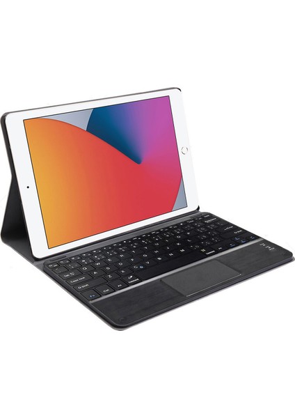 iPad 8.nesil 10.2 Inch 2020 Bluetooth Touchpad Klavye + Standlı Kılıf - Bkk5