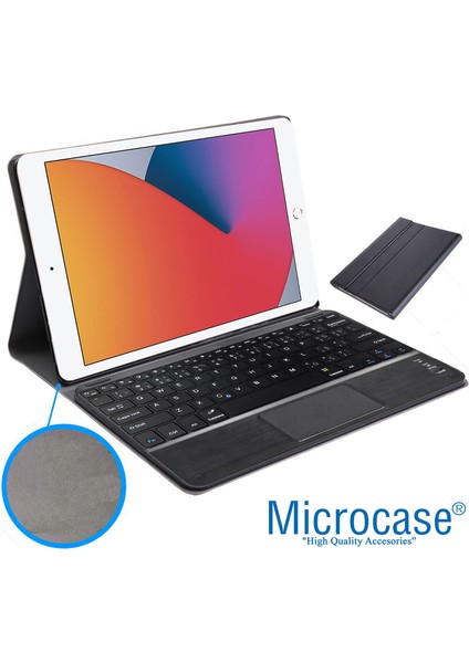 iPad 8.nesil 10.2 Inch 2020 Bluetooth Touchpad Klavye + Standlı Kılıf - Bkk5