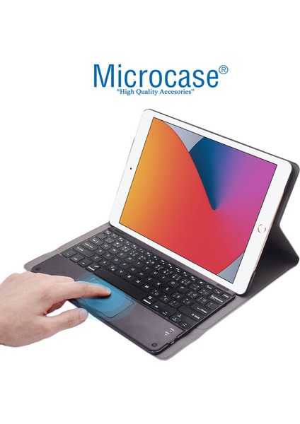 iPad 8.nesil 10.2 Inch 2020 Bluetooth Touchpad Klavye + Standlı Kılıf - Bkk5