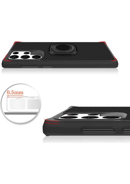 Galaxy S22 Ultra Kılıf Standlı Yüzük Tutuculu Black Kılıf Siyah fırsatları