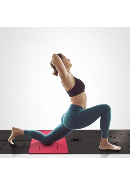 Hizalamalı 6mm Tpe Yoga Matı Pilates Minderi Diz Dirsek Koruyucu Mat Hediyeli