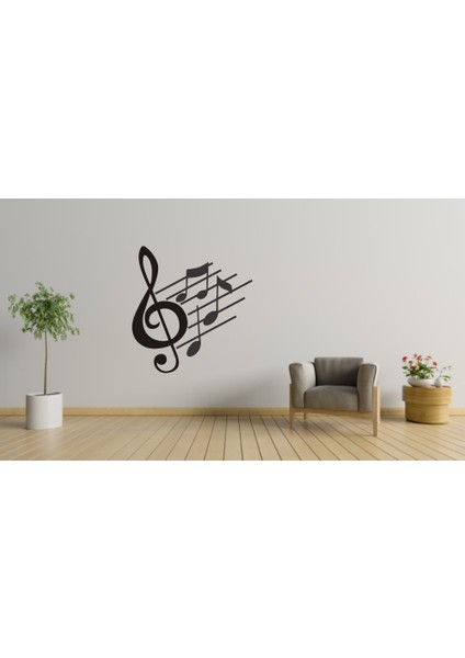Müzik Nota Desenli Ahşap Tablo Duvar Süsü