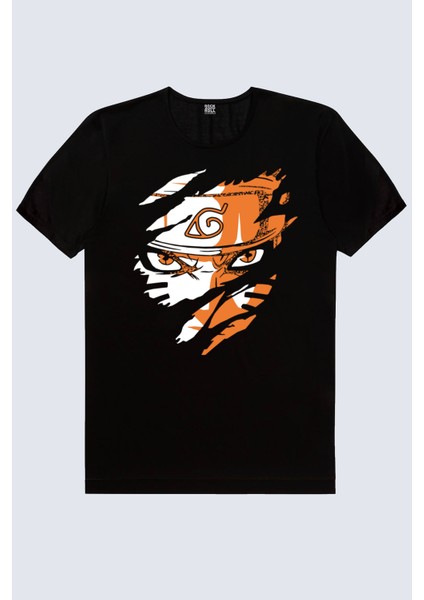 Sert Naruto Siyah Kısa Kollu Erkek T-Shirt