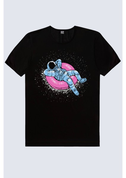 Havuzda Astronot Siyah Kısa Kollu Kadın T-Shirt fiyatları