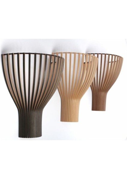 Modern Konik Tasarım Doğal Ahşap Mdf Lazer Kesim Rustik Salon Aplik (1 Adet)
