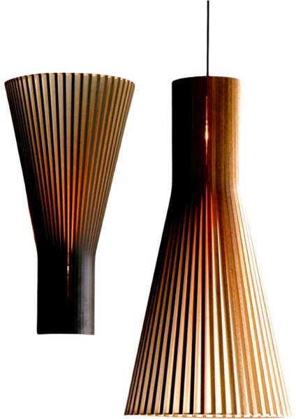 Modern Konik Tasarım Doğal Ahşap Mdf Rustik Salon Avize Aplik Set (2 Adet)