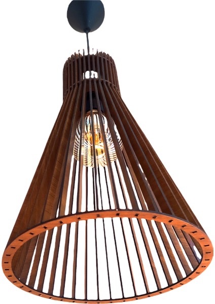 Modern Tasarım Konik Doğal Ahşap Mdf 3D Lazer Kesim Rustik Salon Avize fiyatları