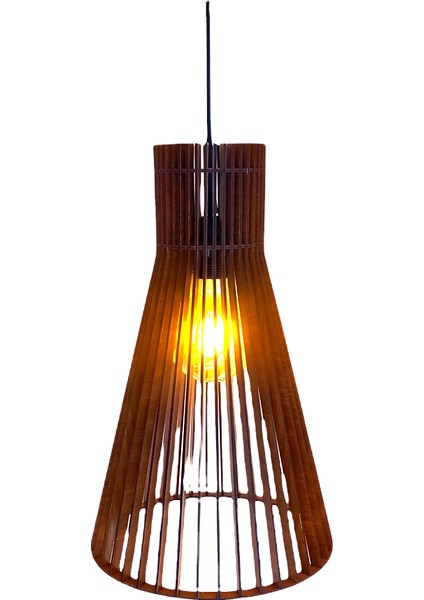 Modern Tasarım Konik Doğal Ahşap Mdf 3D Lazer Kesim Rustik Salon Avize modelleri