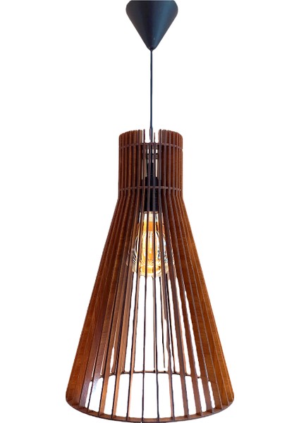 Modern Tasarım Konik Doğal Ahşap Mdf 3D Lazer Kesim Rustik Salon Avize indirimleri