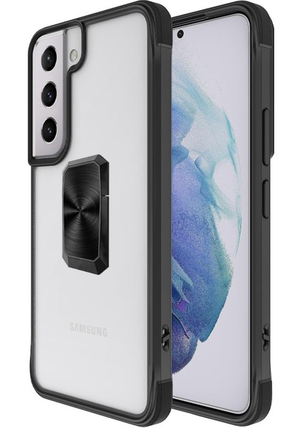 Samsung Galaxy S22 Plus Uyumlu Kılıf Metal Yüzüklü El Askılı Şeffaf Parlak Kapak Şık Tasarım fiyatları