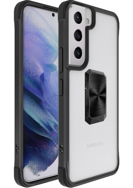 Samsung Galaxy S22 Plus Uyumlu Kılıf Metal Yüzüklü El Askılı Şeffaf Parlak Kapak Şık Tasarım modelleri