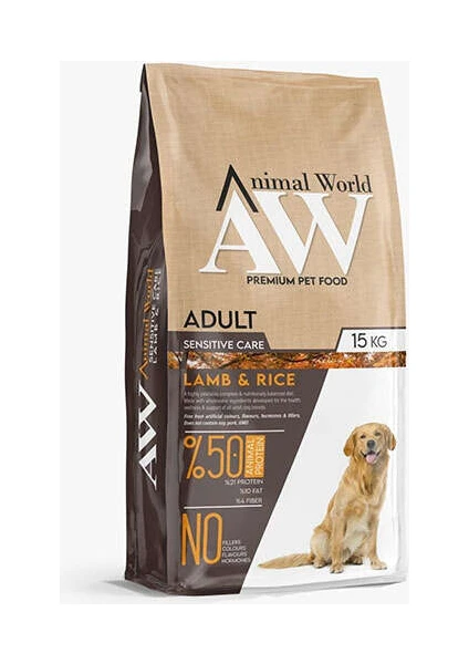 Animal World Sensitive Lamb Rice Kuzu Etli Köpek Maması 15 kg