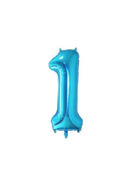 1 Rakam Mavi Folyo Balon 40 Inç 100 cm