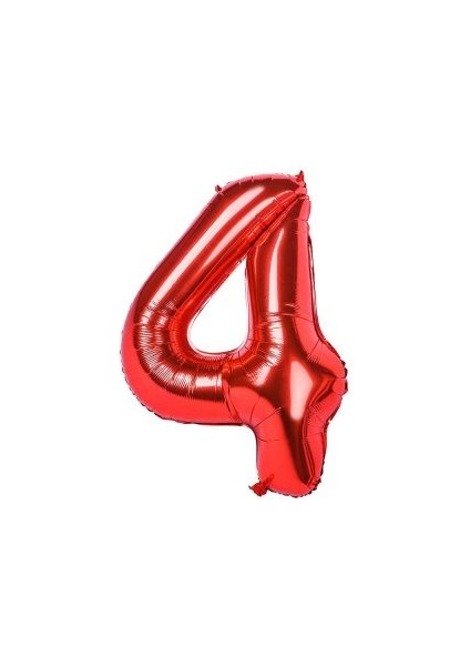 4 Rakam Kırmızı Renk Folyo Balon 40 Inc