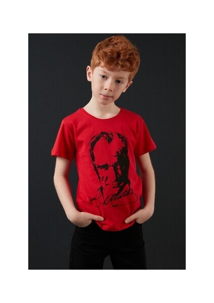 Atatürk Baskılı Kısa Kollu 23 Nisan 19 Mayıs 30 Ağustos 10 Kasım Süper Kalite Çocuk T-Shir