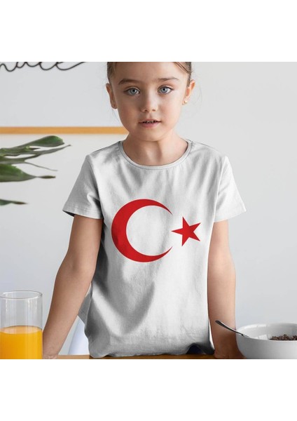 Bayrak Baskılı Kısa Kollu 23 Nisan 19 Mayıs 30 Ağustos 10 Kasım Süper Kalite  Çocuk T-Shirt