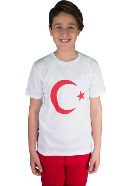 Bayrak Baskılı Kısa Kollu 23 Nisan 19 Mayıs 30 Ağustos 10 Kasım Süper Kalite Çocuk T-Shirt