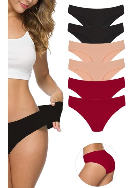 6 Adet Kadın Dikişsiz Lazer Kesim Esnek Iz Yapmayan Külot S9
