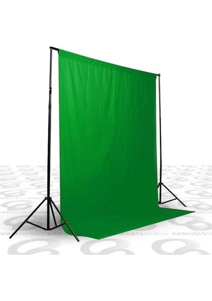 Chromakey-Green Screen-Greenbox- Yeşil Fon Perde 3X3M + Fon Standı + 4 Adet Mandal