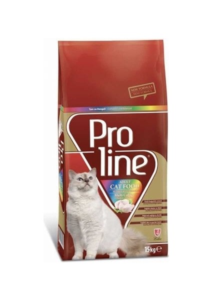 Proline Tavuklu Renkli Taneli Yetişkin Kedi Maması 15 kg