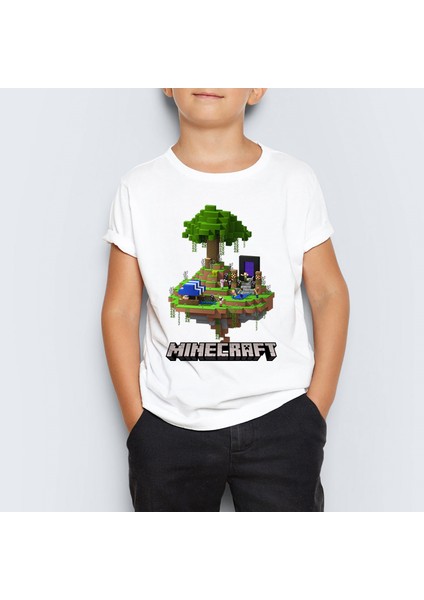 Minecraft Baskılı Çocuk Tişört T-Shirt Mr-06