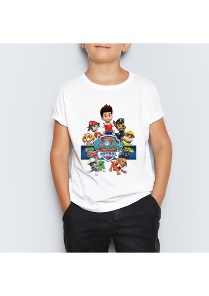 Paw Patrol Baskılı Çocuk Tişört T-Shirt Mr-01
