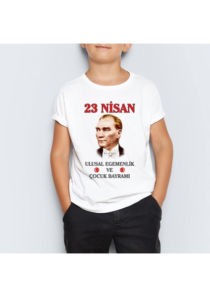 23 Nisan Atatürk Baskılı Çocuk Tişört T-Shirt Mr-04