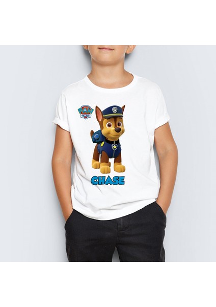 Paw Patrol Chase Baskılı Çocuk Tişört T-Shirt Mr-05
