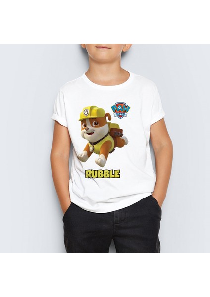 Paw Patrol Rubble Baskılı Çocuk Tişört T-Shirt Mr-08