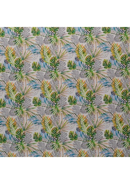 Yeşil Mavi Çiçekli Kozalak Desen Dokuma Dijital Baskılı Petek Kumaş