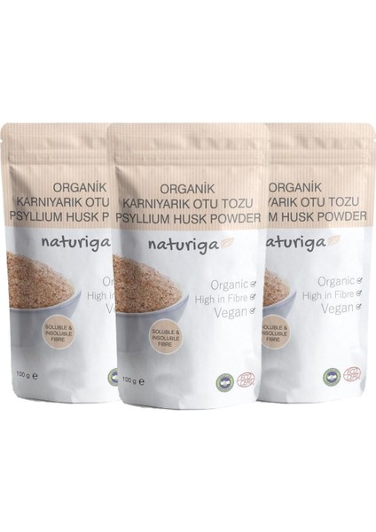 Organik Karnıyarık Otu Tohumu Tozu (Psyllium Husk) 100 gr x 3 Adet