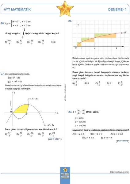 Yıldız Sorular AYT Matematik 8 Deneme