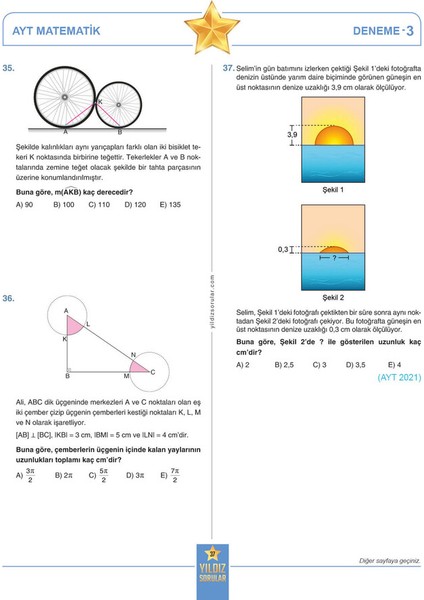 Yıldız Sorular AYT Matematik 8 Deneme