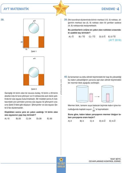 Yıldız Sorular AYT Matematik 8 Deneme