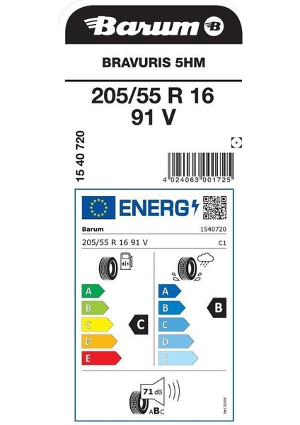 205/55 R16 91V Bravuris 5 HM Oto Yaz Lastiği ( Üretim Yılı: 2023 )