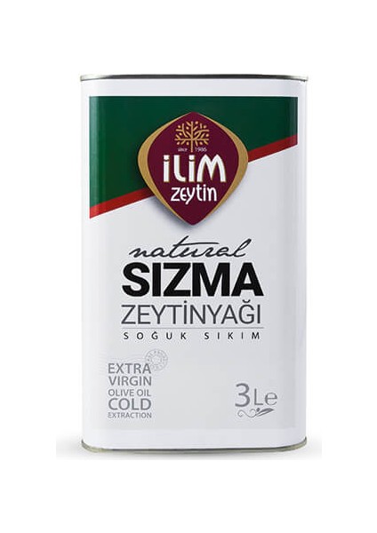 Natürel Sızma Zeytinyağı Teneke 3 lt