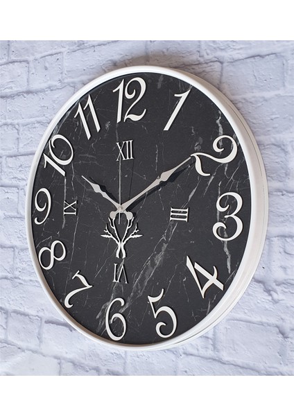 Metal Kasalı Mermer Desenli Duvar Saati ile Daldaki Kuş ve Hayat Ağacı Tablo fiyatları