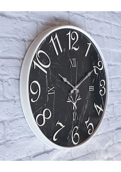 Metal Kasalı Mermer Desenli Duvar Saati ile Daldaki Kuş ve Hayat Ağacı Tablo modelleri