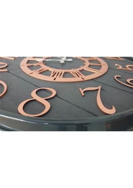 Antrasit Metal Kasalı , Antrasit Renkli Yuvarlak Duvar Saati Çap 50 cm fırsatları