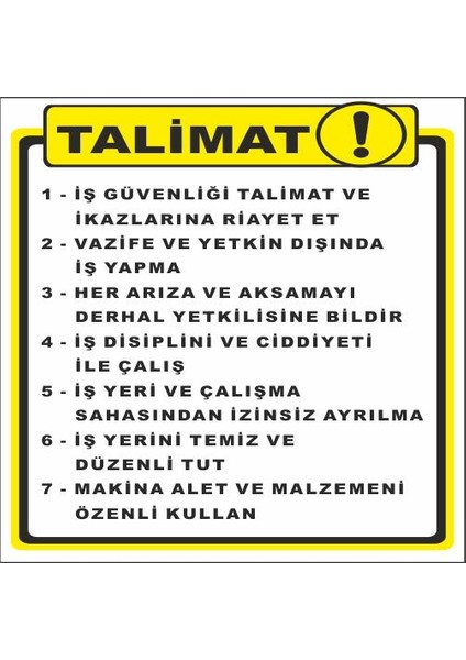 25X35 Pvc Talimat