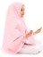 Kız Çocuk Namaz Elbisesi Pembe Rengi Yıldız Baskılı Dantel Detaylı 4