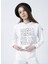 Kapüşonlu Crop Baskılı Ekru Kadın Sweatshirt - FIONA 2