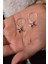 925 Ayar Gümüş Gold Kaplama Pembe Zirkon Taşlı Plumeria Halka Küpe 1
