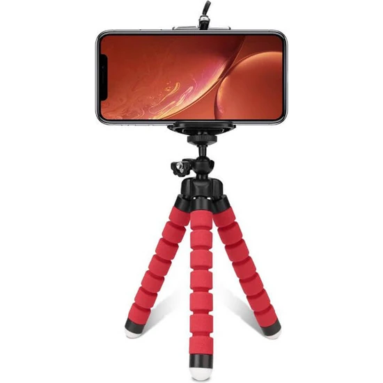 Wozlo Ahtapot Süngerli Tripod Kamera Cep Telefonu Tripod Stand Çubuğu Mini Akrobat Tripod - Kırmızı