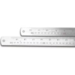 Kraf Metal Cetvel 50 cm Paslanmaz Çelik Düz Tasarım İnç ve Santimetre Ölçekli Tekli Paket