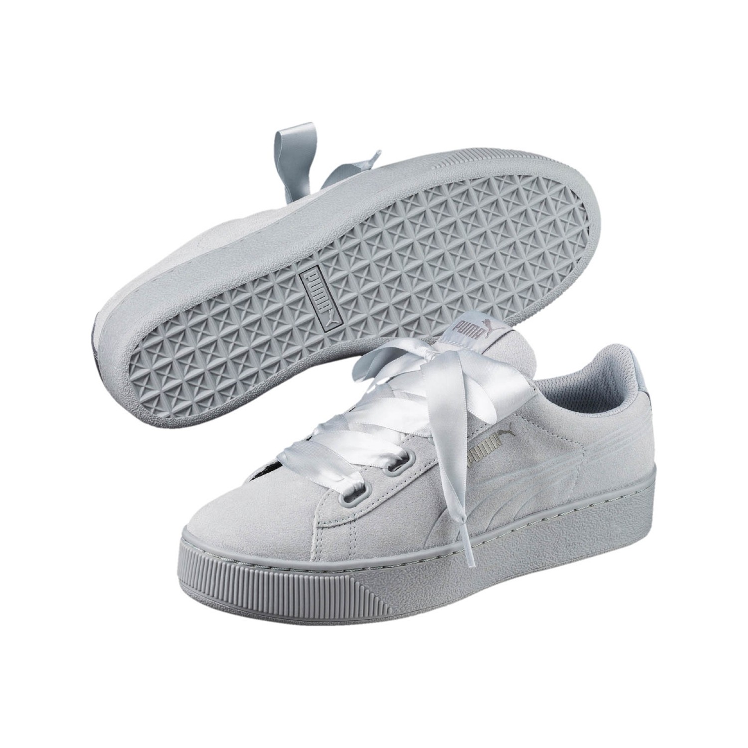 puma white sneakers with ribbon