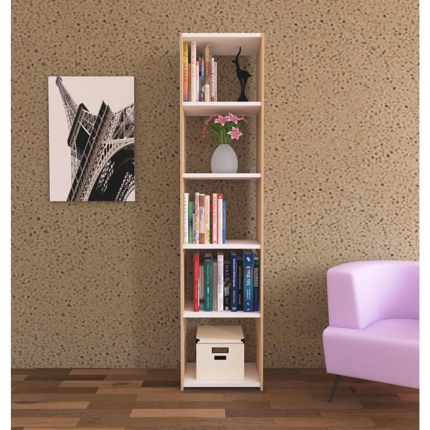 Nur Mobilya Tarçın Kitaplık Meşe Beyaz Fiyatı Taksit Seçenekleri