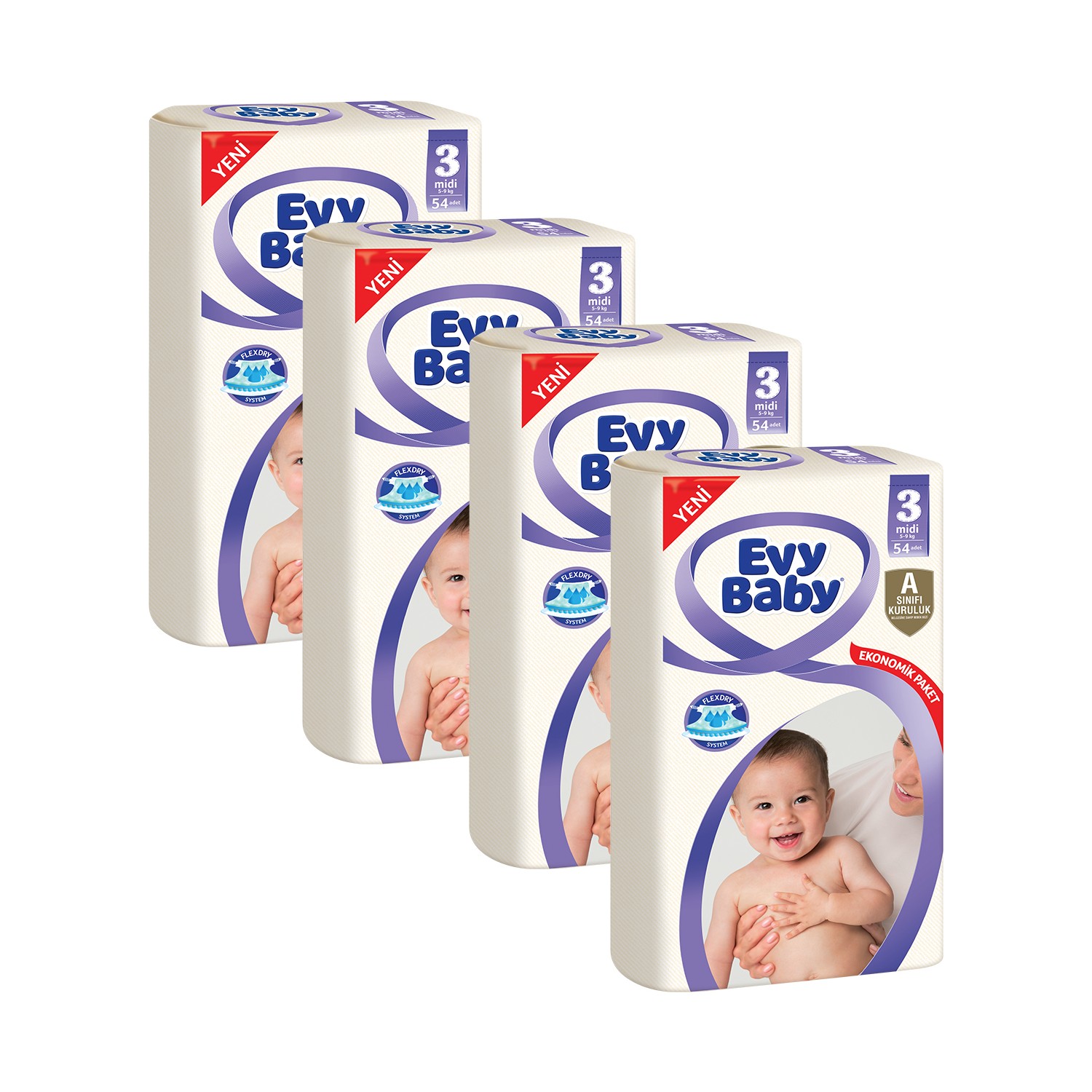 Evy Baby Bebek Bezi Midi 3 Beden Jumbo Ekonomik Aylık Paket Fiyatı