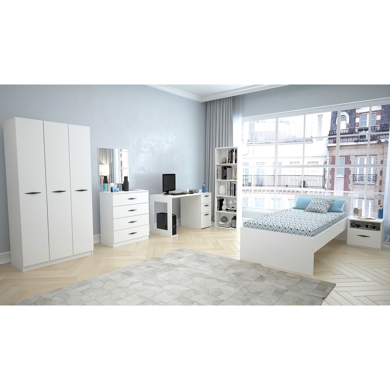 Sanal Mobilya Teksas Genç Odası Parlak Beyaz Fiyatı