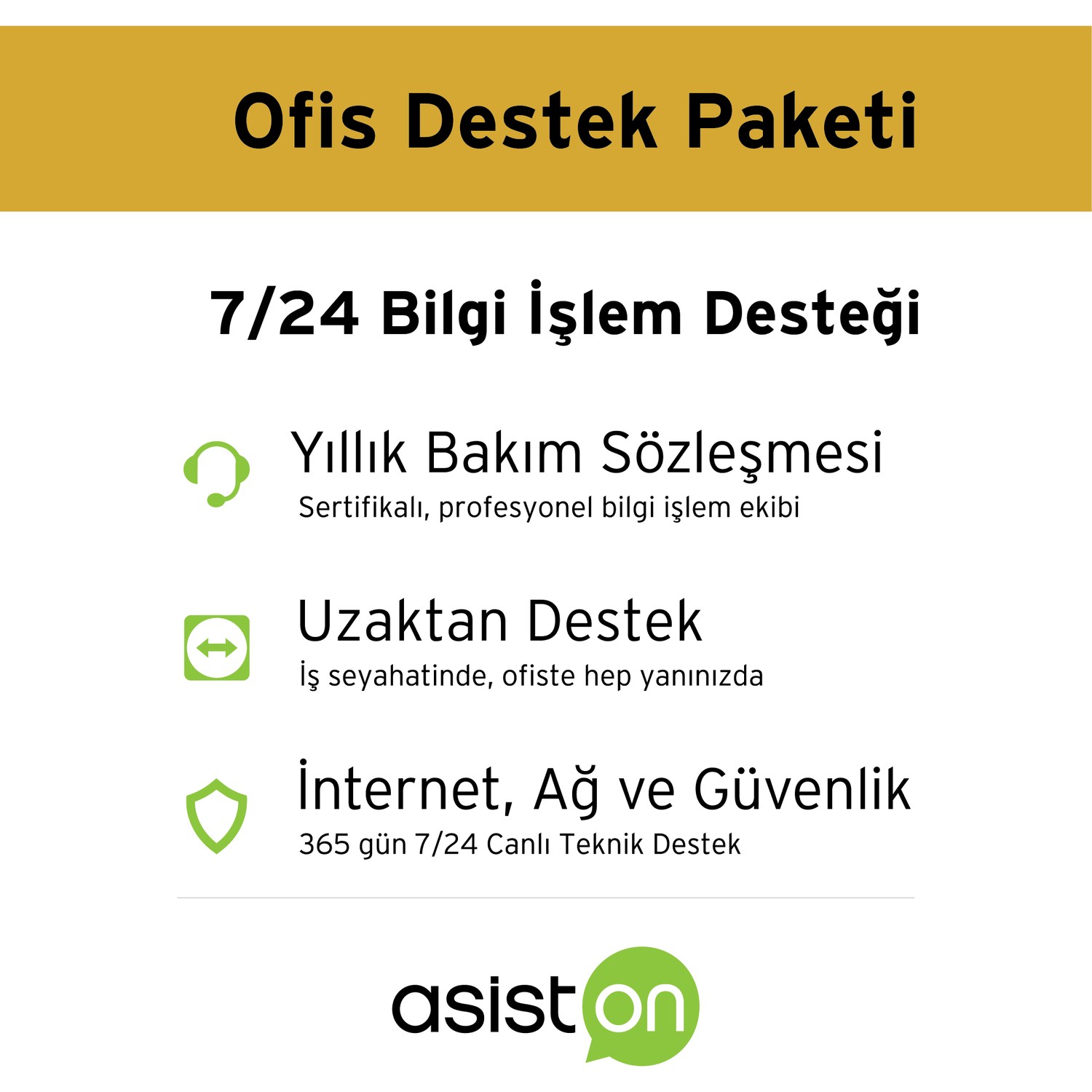 Asiston 1 Yıl 7/24 Ofis Destek Paketi 5 Kullanıcı Fiyatı